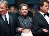 Viggo Mortensen, Kristen Stewart y Robert Lantos, productor de la nueva pel&iacute;cula de David Cronenberg.