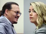 Johnny Depp y Amber Heard durante su 23º sesión de juicio.