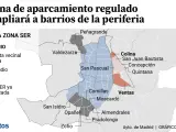 Implantación de los parquímetros del SER en barrios de la periferia de Madrid