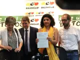 Portavoces de AEB en la rueda de prensa sobre la denuncia contra Cambray