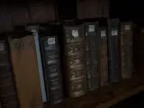 Libros antiguos en una estantería.