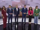 Los seis candidatos a las elecciones andaluzas, antes del segundo debate.