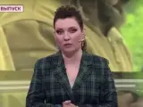 Olga Skabeyeva, presentando su programa de la televisión estatal rusa.