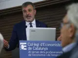 Jaume Collboni durante la conferencia en el Colegio de Economistas