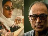 Fotograma de 'Diez' junto a un retrato de Kiarostami