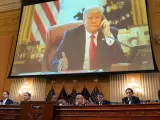 El expresidente de EE UU Donald Trump, en un vídeo mostrado durante una audiencia del comité legislativo que investiga el asalto al Capitolio de EE UU ocurrido el 6 de enero de 2021.