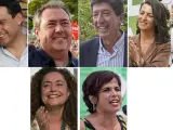 Los seis candidatos andaluces, en el cierre de campaña.
