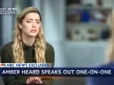La actriz Amber Heard, durante su entrevista en exclusiva con la cadena estadounidense NBC.
