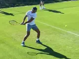 Rafa Nadal entrenándose en Wimbledon