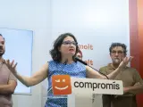 La hasta ahora vicepresidenta de la Generalitat valenciana, durante la rueda de prensa de su dimisión.