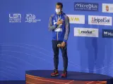Romanchuk, celebrando su bronce en los Mundiales de Budapest.
