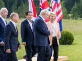De izquierda a derecha, el presidente de EE UU, Joe Biden, el canciller alemán, Olaf Scholz, el primer ministro japonés, Fumio Kishida, el primer ministro de Reino Unido, Boris Johnson, y la presidenta de la Comisión Europea, Ursula von der Leyen.