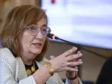 La presidenta de la Airef, Cristina Herrero, interviene en un ciclo de charlas económicas en Santander.