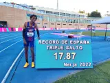 Jordan Díaz tras batir el récord de España.