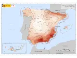 Mapa de peligrosidad sísmica de España.