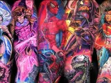 Varios diseños tatuados por el artista.