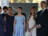Los reyes Felipe VI y Letizia, y la Princesa Leonor y la infanta Sofía, a su llegada a la ceremonia de entrega de los Premios Princesa de Girona