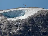 La parte del glaciar desprendida en la tragedia de los Alpes