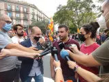 El portavoz del Secretariat Nacional de la CUP, Edgar Fernández, en la manifestación de la ANC por la Diada en Barcelona