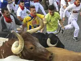 El cuarto encierro de los Sanfermines 2022 ha estado protagonizado por los toros de la ganadería La Palmosilla.