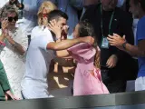 Novak Djokovic y su esposa Jelena en Wimbledon