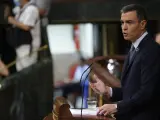El presidente del Gobierno, Pedro Sánchez, durante el debate sobre el estado de la nación.