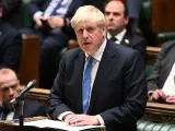 El primer ministro británico en funciones, Boris Johnson, en el Parlamento del Reino Unido.