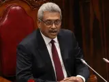 El presidente de Sri Lanka, Gotabaya Rajapaksa, en el Parlamento del país, en agosto de 2020.