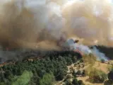 Incendio forestal en la localidad segoviana de Navafría