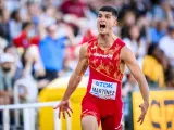 Asier Martínez, tras la final de 110 metros vallas en el Mundial de Oregon