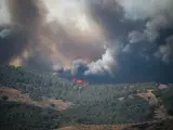 Incendio forestal en Zaragoza, iniciado en el municipio de Ateca, y que se se extendió al de Moros.