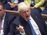 Boris Johnson, durante su última sesión de preguntas en el Parlamento británico.