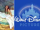Ilustración de 'La princesa y el gigante' y logo de Disney