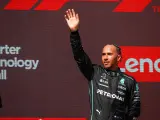 Lewis Hamilton, en el podio del GP de Francia