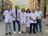 Josep M. Miró, Juan Ambrosioni, Sonsoles Sánchez-Palomino, Núria Climent, Josep Mallolas y José Alcamí, equipo investigador.