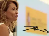 La ministra de Transports, Mobilitat i Agenda Urbana, Raquel Sánchez, intervé durant la inauguració del condicionament de la carretera N-232 al seu pas pel Port del Querol