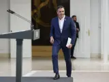 El presidente del Gobierno, Pedro Sánchez, este viernes en la Moncloa.