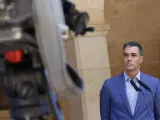 Pedro Sánchez, en su rueda de prensa tras el despacho de verano con el Rey
