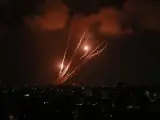 Cohetes lanzados desde Gaza durante los choques de este fin de semana con Israel.