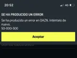 Pantallazo del error de DAZN durante el Barça-Rayo.