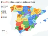 Mapa con los pueblos más bonitos de cada provincia.