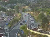 Accidente de tráfico en la A-6, a la altura de Torrelodones, en sentido Madrid, el 24 de agosto de 2022.