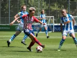 Amanda Sampedro durante un partido de La Liga femenina contra la Real Sociedad