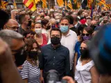 El presidente de Cataluña, Pere Aragonès, en la Diada de 2021