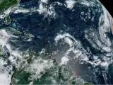 Imagen satelital donde se muestra el estado del clima en el Atlántico.