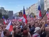 Manifestación por la neutralidad en Praga