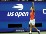 Carlos Alcaraz, en el partido de cuartos de final del US Open ante Sinner.