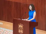La presidenta de la Comunidad de Madrid, Isabel Díaz Ayuso, durante su intervención en el Debate del Estado de la Región.