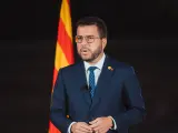 El president de la Generalitat, Pere Aragonès, durante el discurso de la Diada 2022.