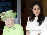 Britain's Queen Elizabeth and Meghan Markle, Duchess of Sussex visit Storyhouse Chester to mark the official opening, in Chester, England, Thursday, June 14, 2018